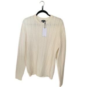 Reiss–NWT-Cable‎ Knit-Wool Blend-Crewneck Sweater–Cream–Women's XL